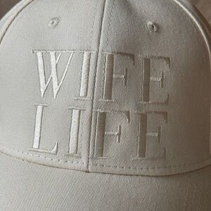 Cream 'Wife Life' Embroidered Hat